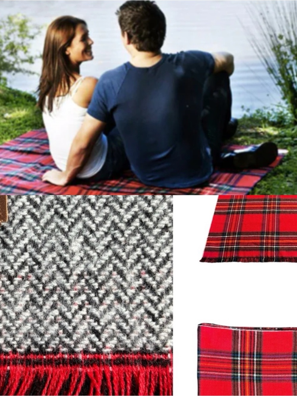 Roots  reversible Tartan Blanket scarf or Beach throw NWOT